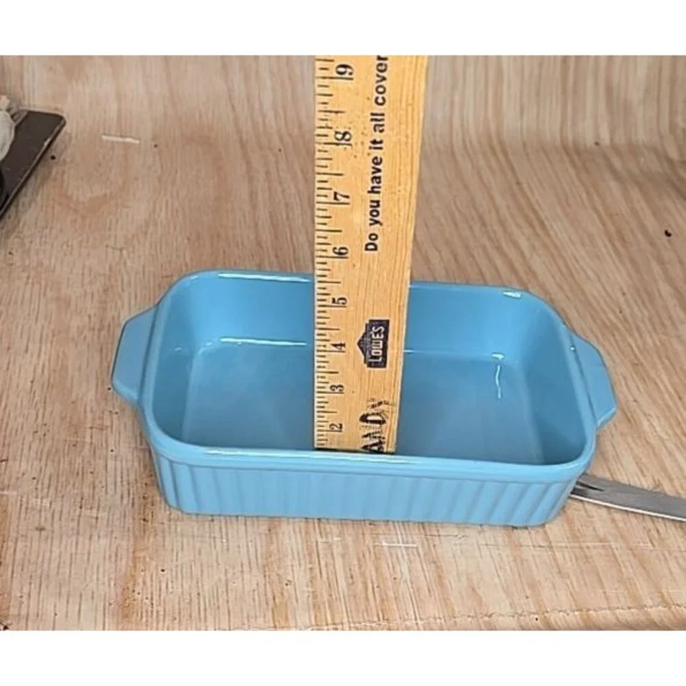 SMALL Blue Casserole Rectangular Baker Dish – Blue Rim CERAMIC 6